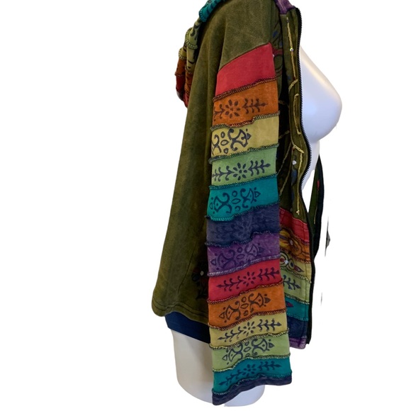 Rising International Rainbow Accented Embroidered Painted Hoodie - Picture 4 of 4